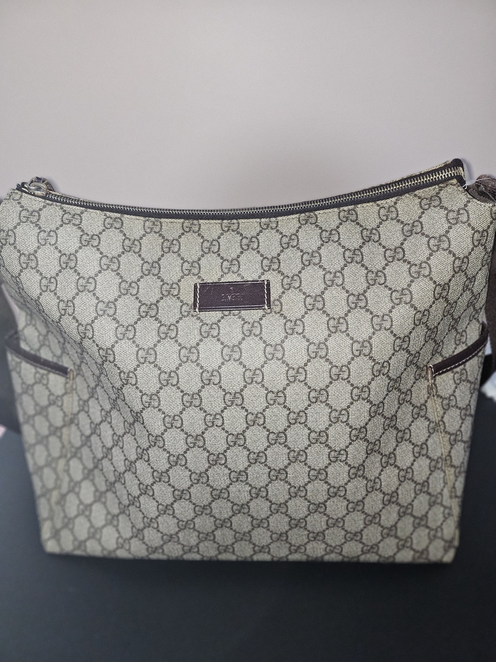 Gucci Monogram Canvas Tote Bag in Beige and Brown